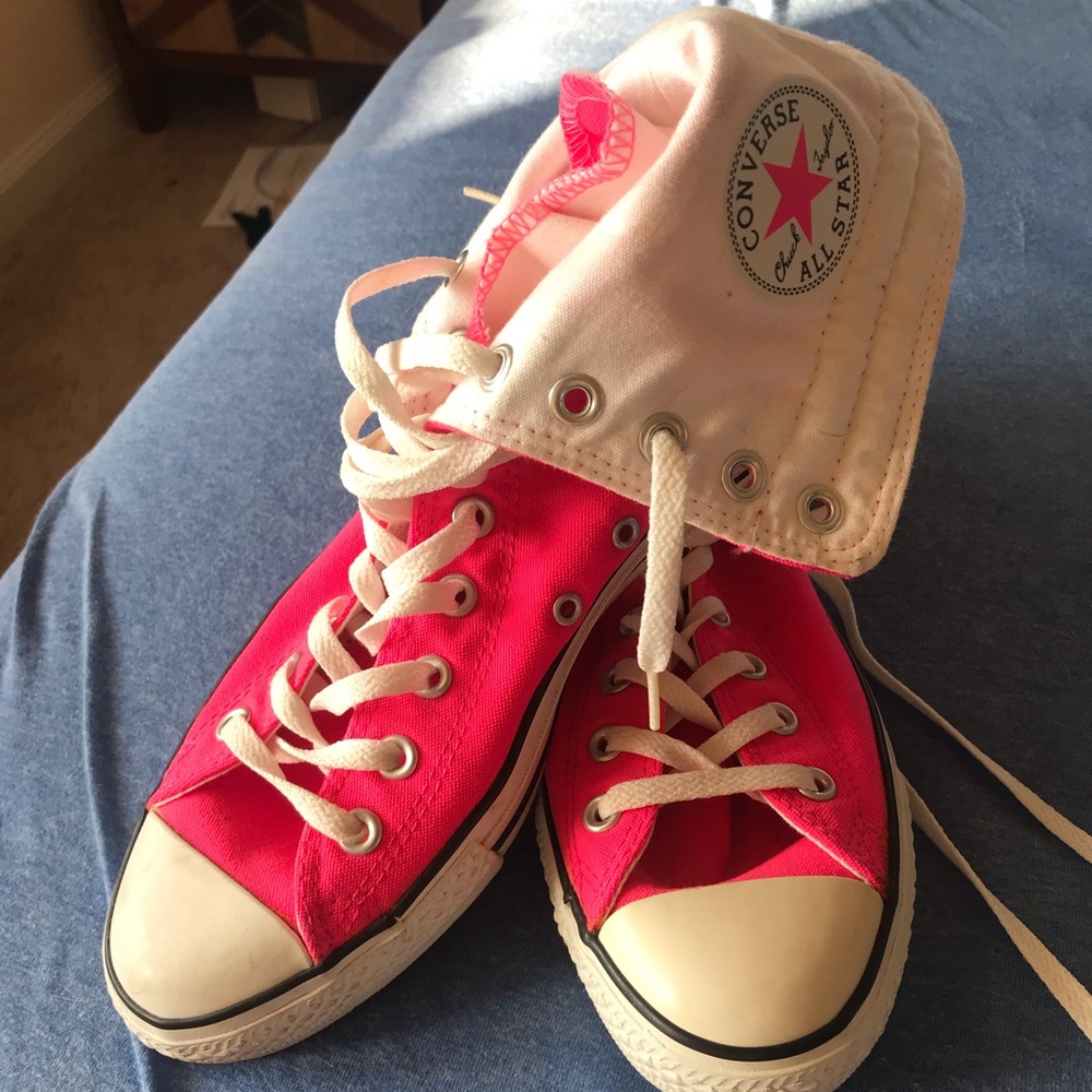 Neon Pink Hightop Converse